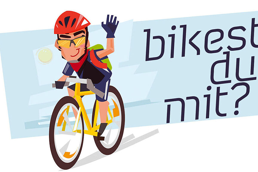 Young bicyclist man with bike. character design. sport concept - vector
